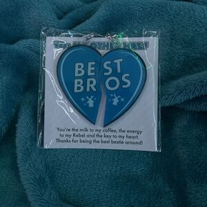 Blue Best Bros Heart Keychain